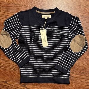 Kids Navy and Tan Striped Sweater